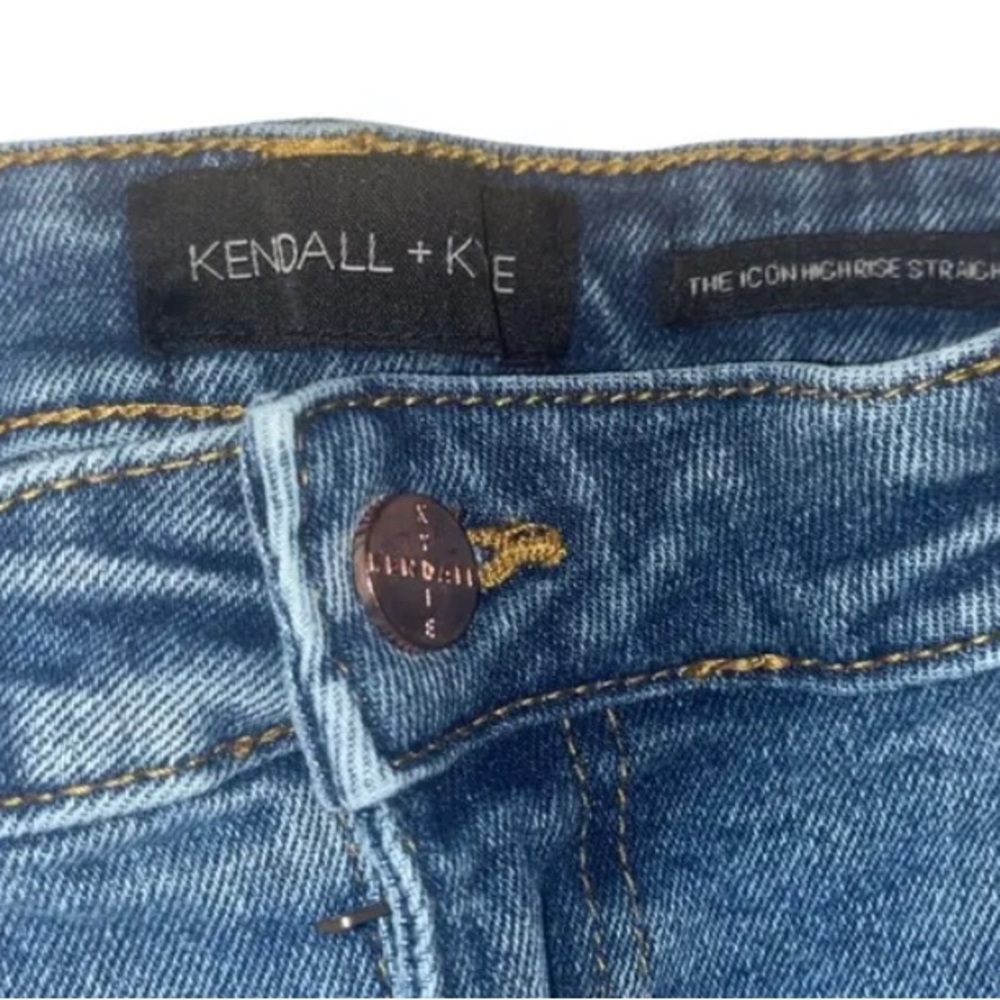 Kendall + Kylie Icon High Rise Straight 13/31 Raw Hem Distressed Ripped Cropped - Picture 9 of 9